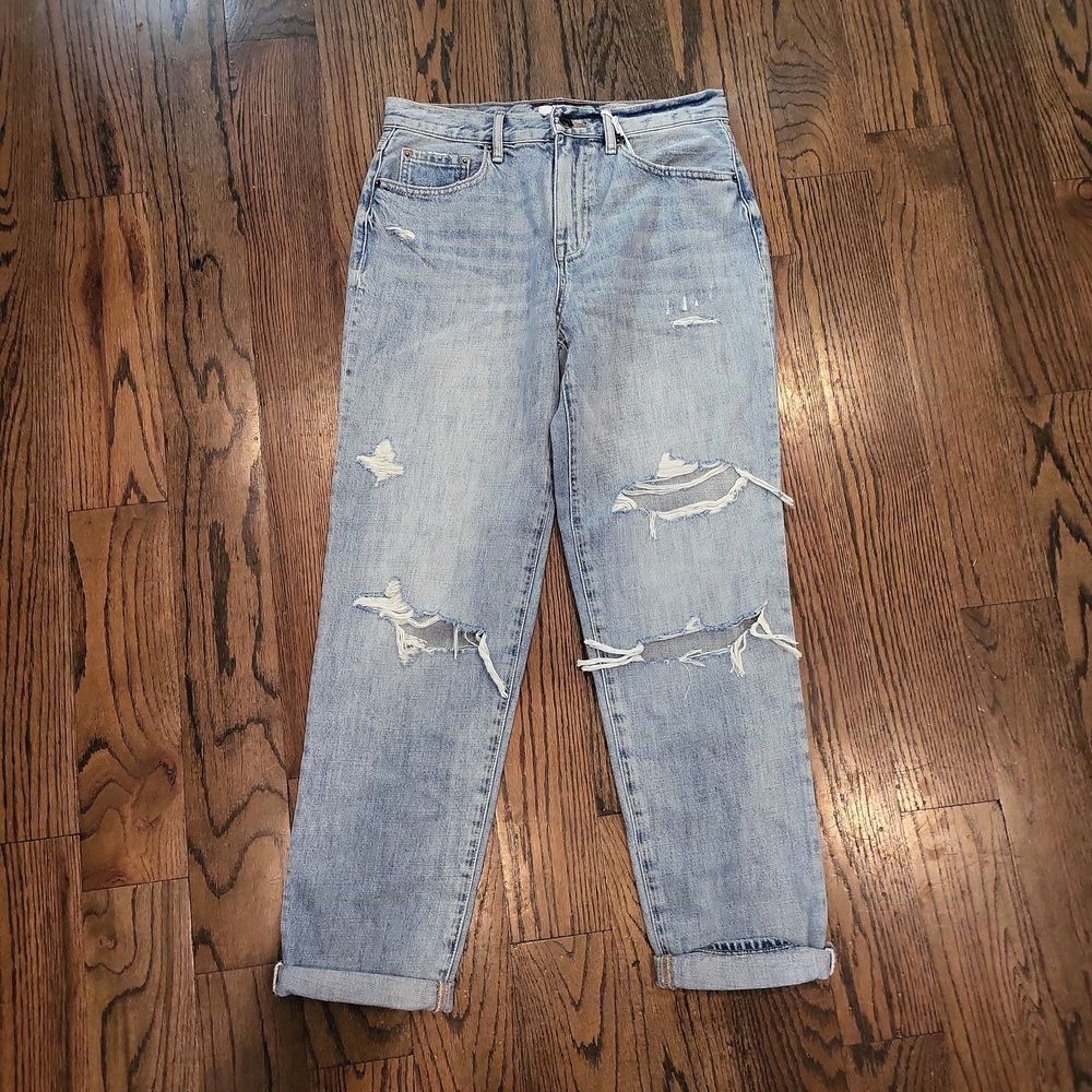 Stylish Distressed Light Blue Jeans
